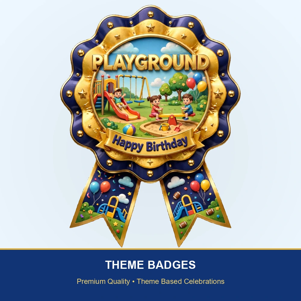 Playground Theme Theme Badges Birthday Party Supplies (PACK OF 16) - 300 GSM Premium Cardstock with Pin (3.7 x 3 Inch) - Premium Party Decor Supply by Party Decor Mall - View 2