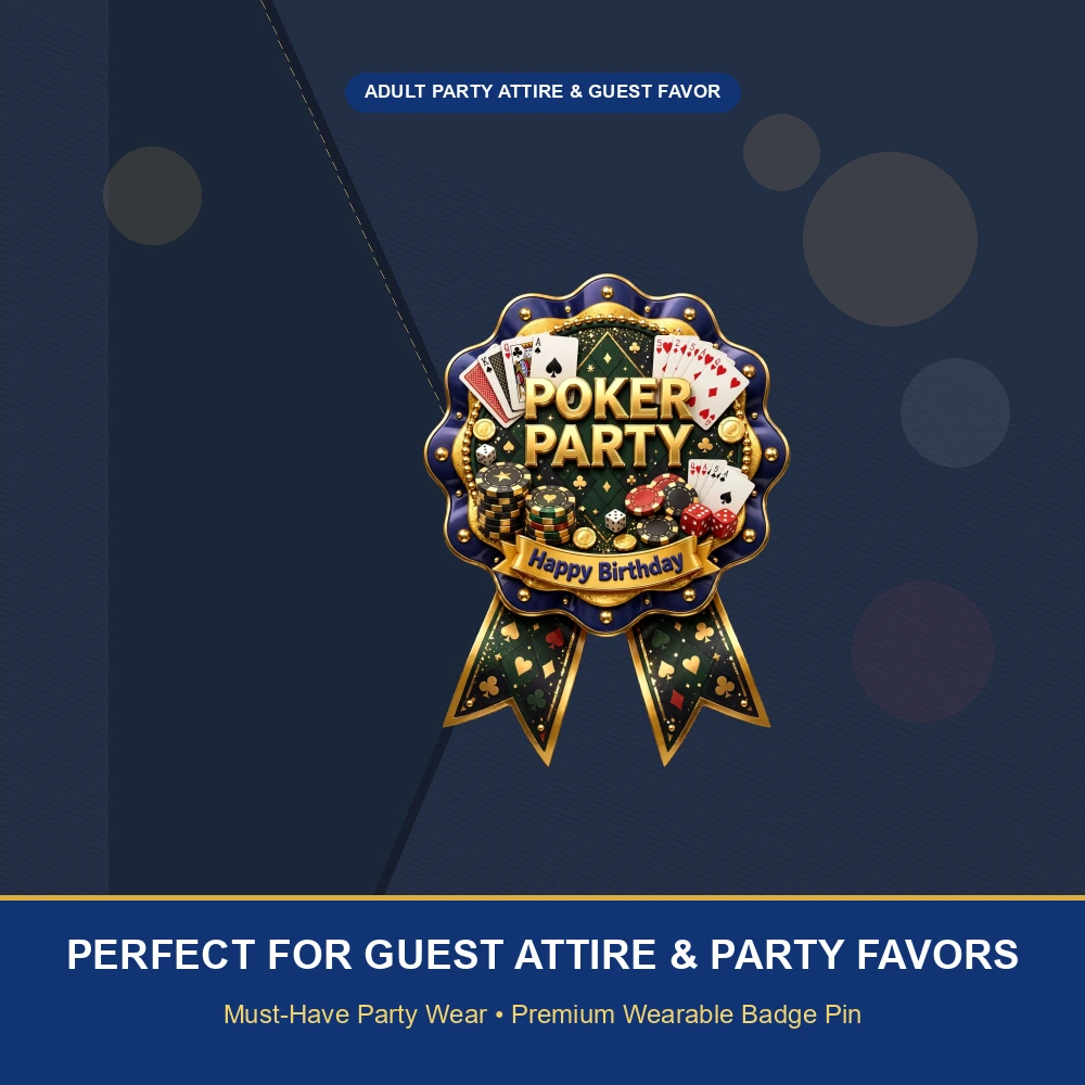 Poker Party Theme Theme Badges Birthday Party Supplies (PACK OF 16) - 300 GSM Premium Cardstock with Pin (3.7 x 3 Inch) - Premium Party Decor Supply by Party Decor Mall - View 5