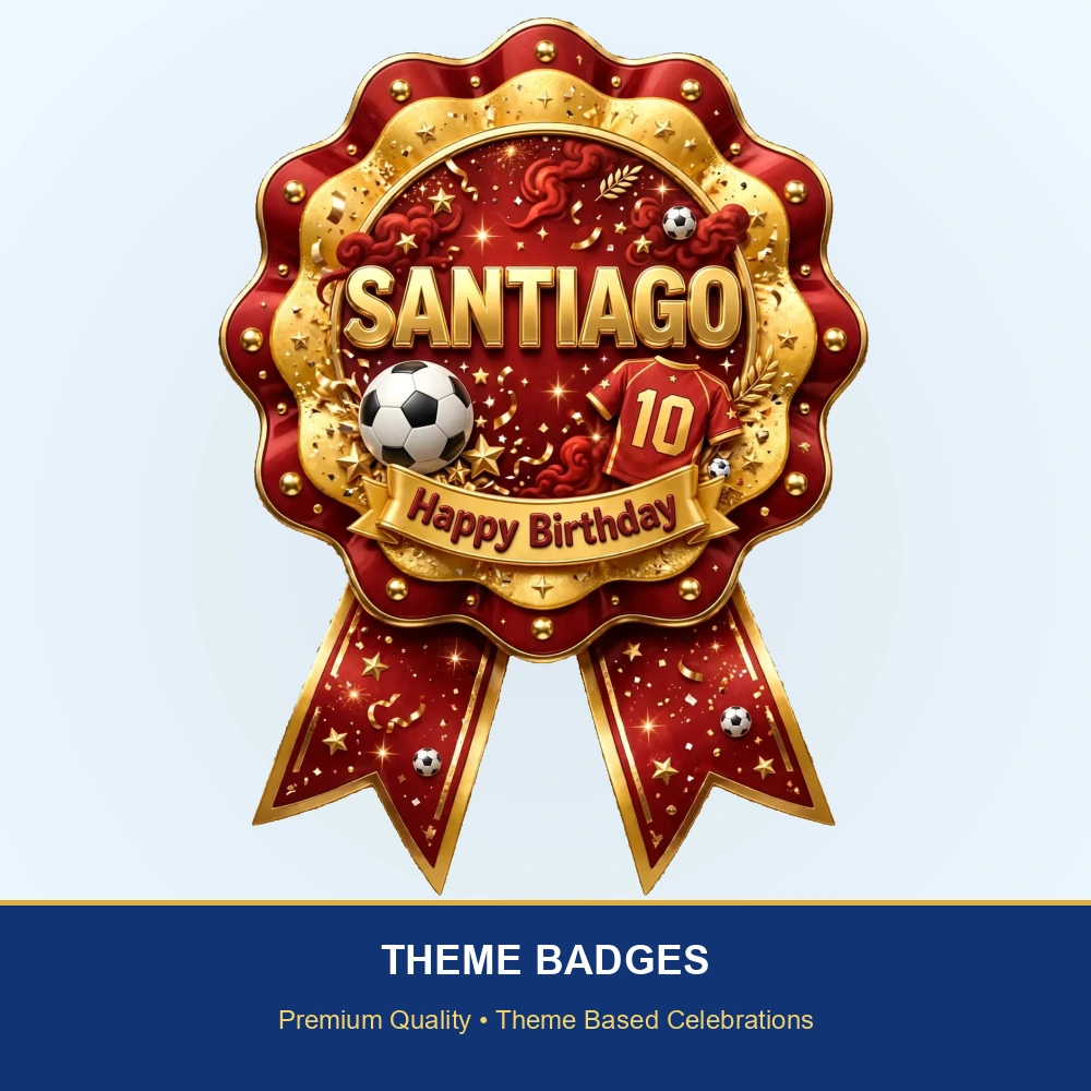 Santiago Theme Theme Badges Birthday Party Supplies (PACK OF 16) - 300 GSM Premium Cardstock with Pin (3.7 x 3 Inch) - Premium Party Decor Supply by Party Decor Mall - View 2