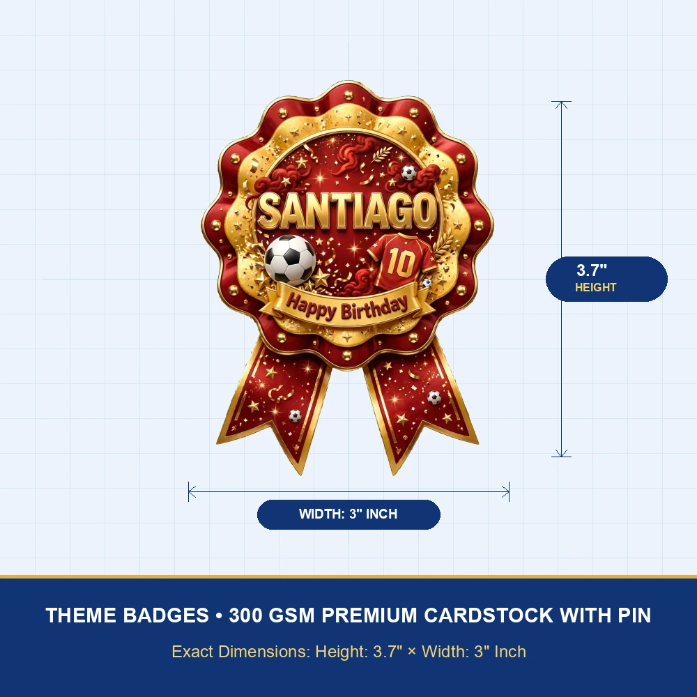 Santiago Theme Theme Badges Birthday Party Supplies (PACK OF 16) - 300 GSM Premium Cardstock with Pin (3.7 x 3 Inch) - Premium Party Decor Supply by Party Decor Mall - View 4