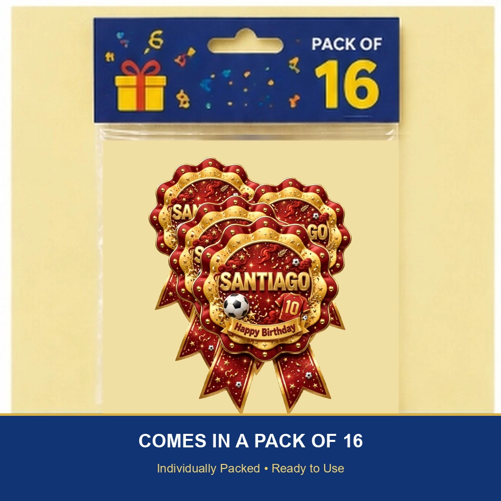 Santiago Theme Theme Badges Birthday Party Supplies (PACK OF 16) - 300 GSM Premium Cardstock with Pin (3.7 x 3 Inch) - Premium Party Decor Supply by Party Decor Mall - View 6