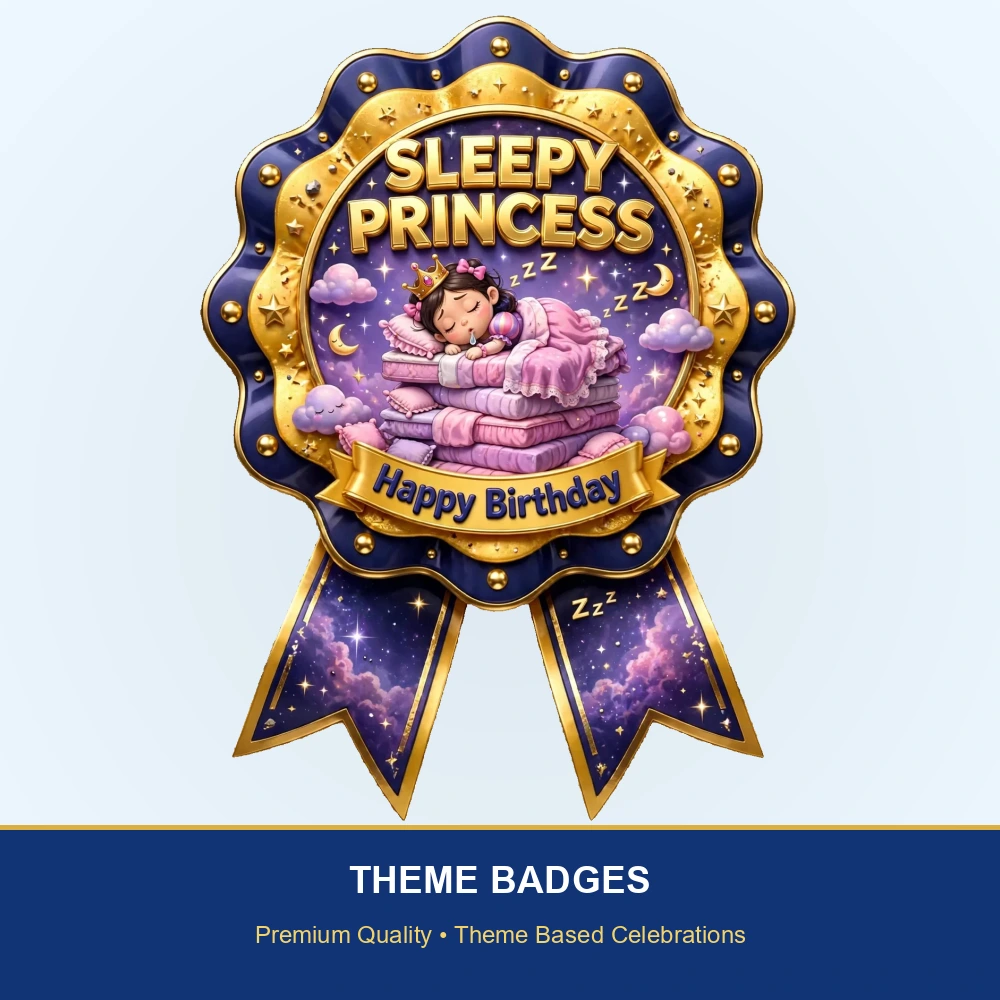 Sleeping Beauty Theme Theme Badges Birthday Party Supplies (PACK OF 16) - 300 GSM Premium Cardstock with Pin (3.7 x 3 Inch) - Premium Party Decor Supply by Party Decor Mall - View 2
