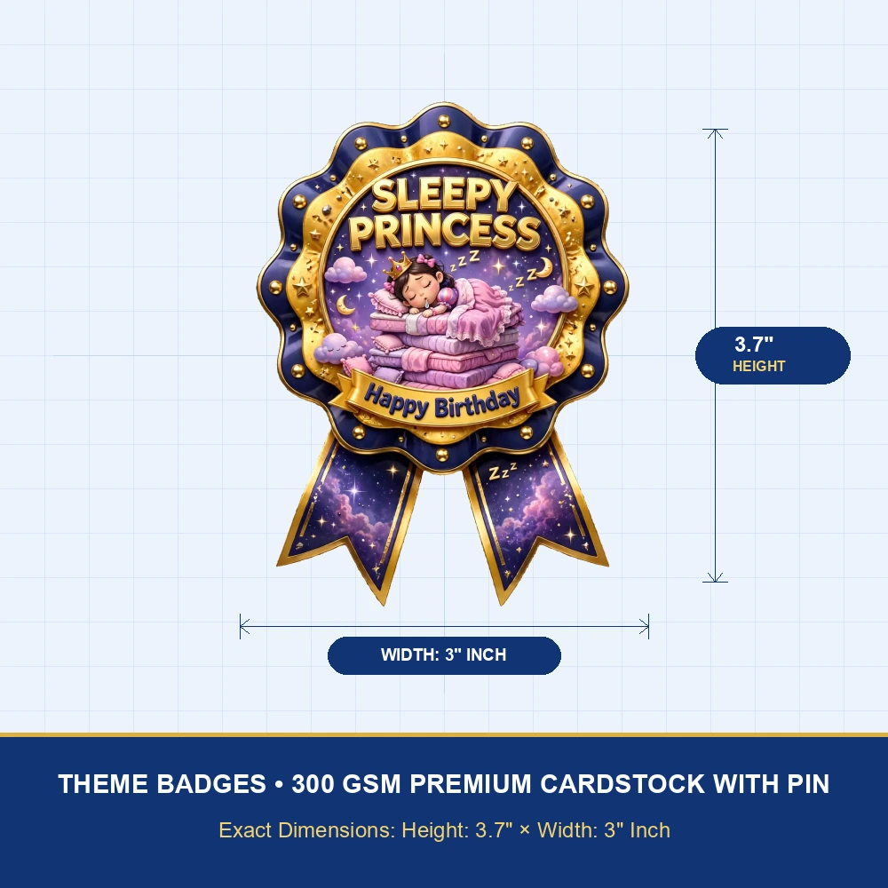 Sleeping Beauty Theme Theme Badges Birthday Party Supplies (PACK OF 16) - 300 GSM Premium Cardstock with Pin (3.7 x 3 Inch) - Premium Party Decor Supply by Party Decor Mall - View 4
