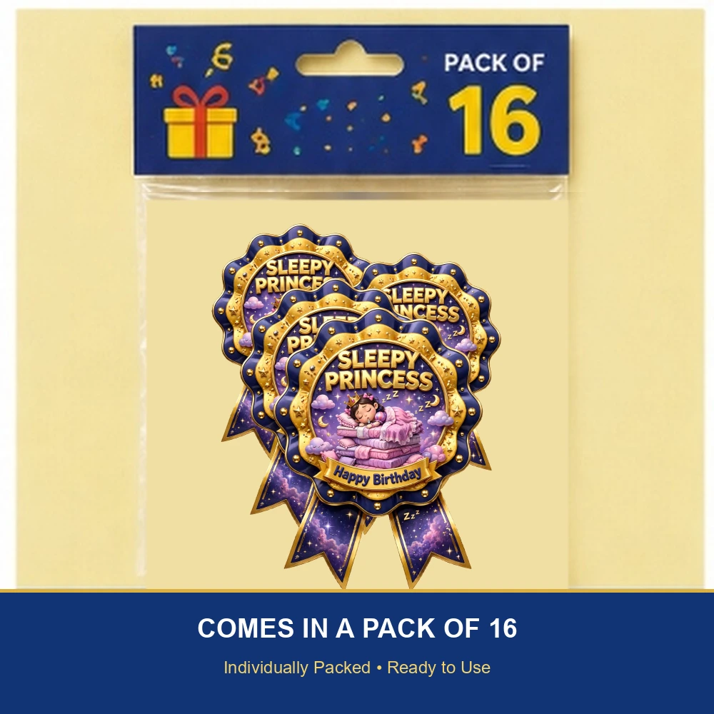 Sleeping Beauty Theme Theme Badges Birthday Party Supplies (PACK OF 16) - 300 GSM Premium Cardstock with Pin (3.7 x 3 Inch) - Premium Party Decor Supply by Party Decor Mall - View 6