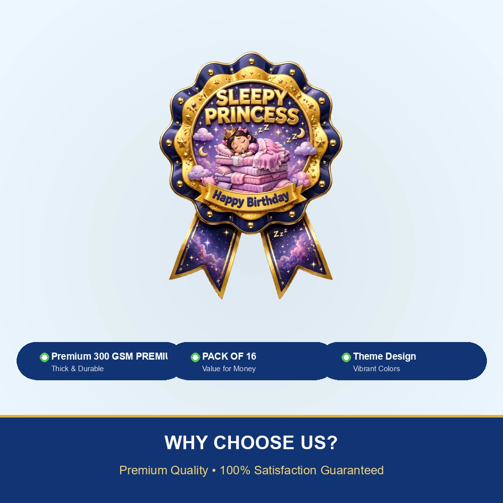 Sleeping Beauty Theme Theme Badges Birthday Party Supplies (PACK OF 16) - 300 GSM Premium Cardstock with Pin (3.7 x 3 Inch) - Premium Party Decor Supply by Party Decor Mall - View 7
