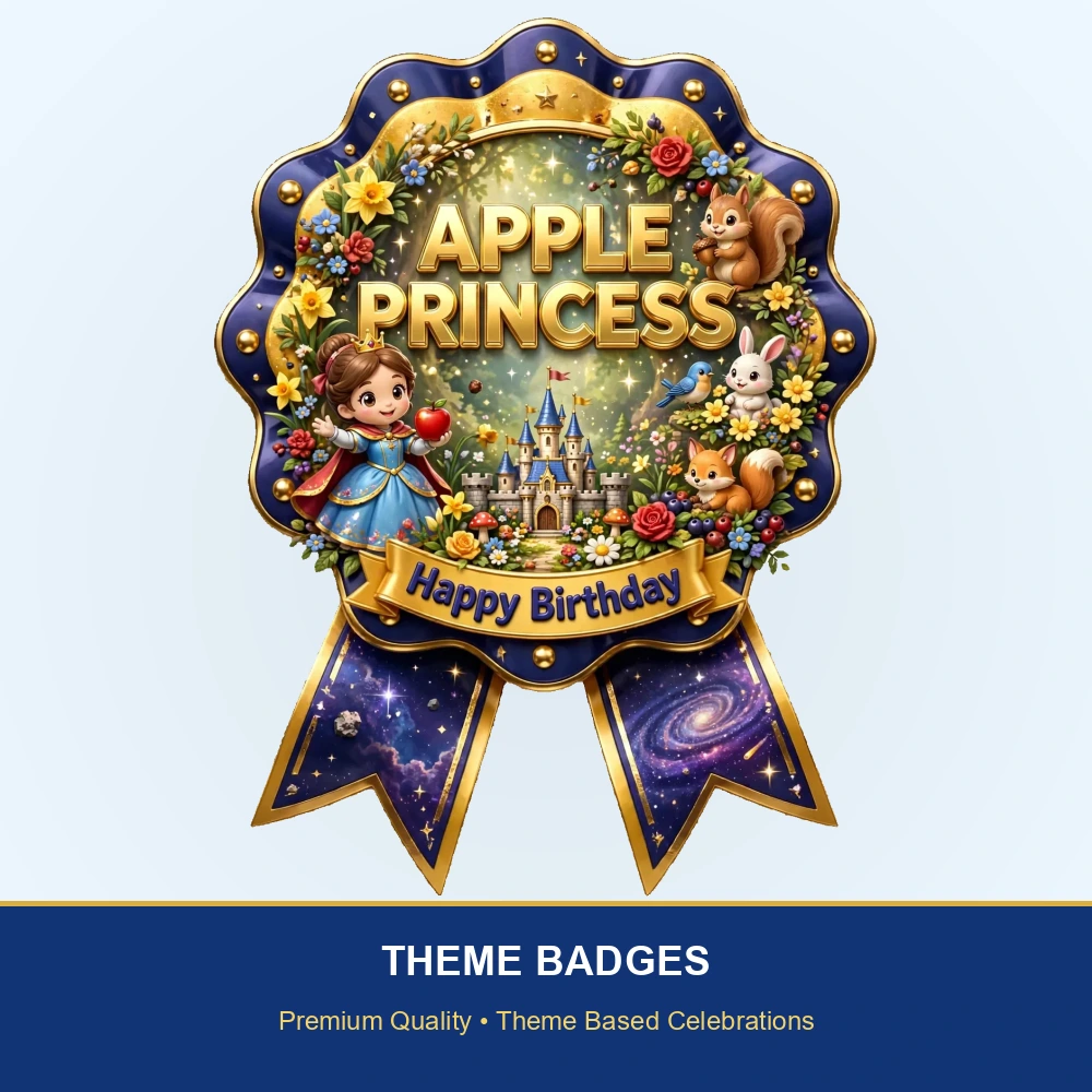 Snow White Theme Theme Badges Birthday Party Supplies (PACK OF 16) - 300 GSM Premium Cardstock with Pin (3.7 x 3 Inch) - Premium Party Decor Supply by Party Decor Mall - View 2