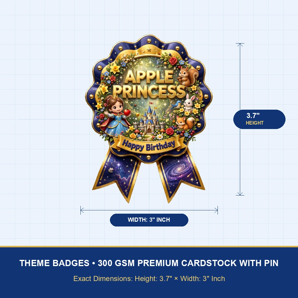 Snow White Theme Theme Badges Birthday Party Supplies (PACK OF 16) - 300 GSM Premium Cardstock with Pin (3.7 x 3 Inch) - Premium Party Decor Supply by Party Decor Mall - View 4
