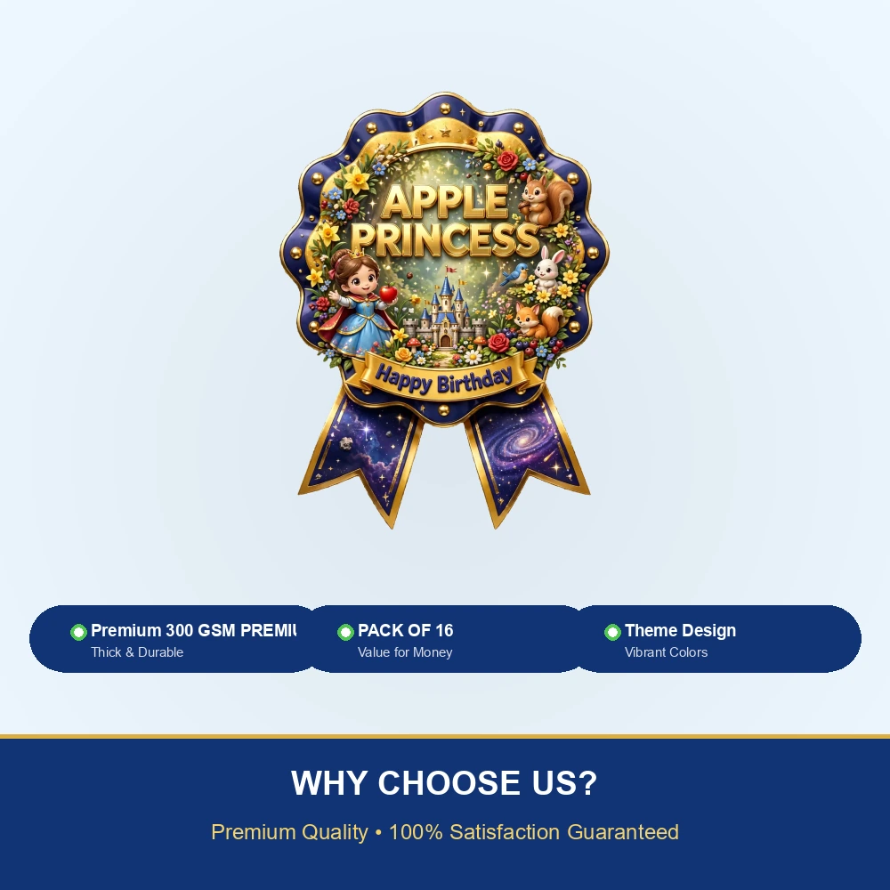 Snow White Theme Theme Badges Birthday Party Supplies (PACK OF 16) - 300 GSM Premium Cardstock with Pin (3.7 x 3 Inch) - Premium Party Decor Supply by Party Decor Mall - View 7