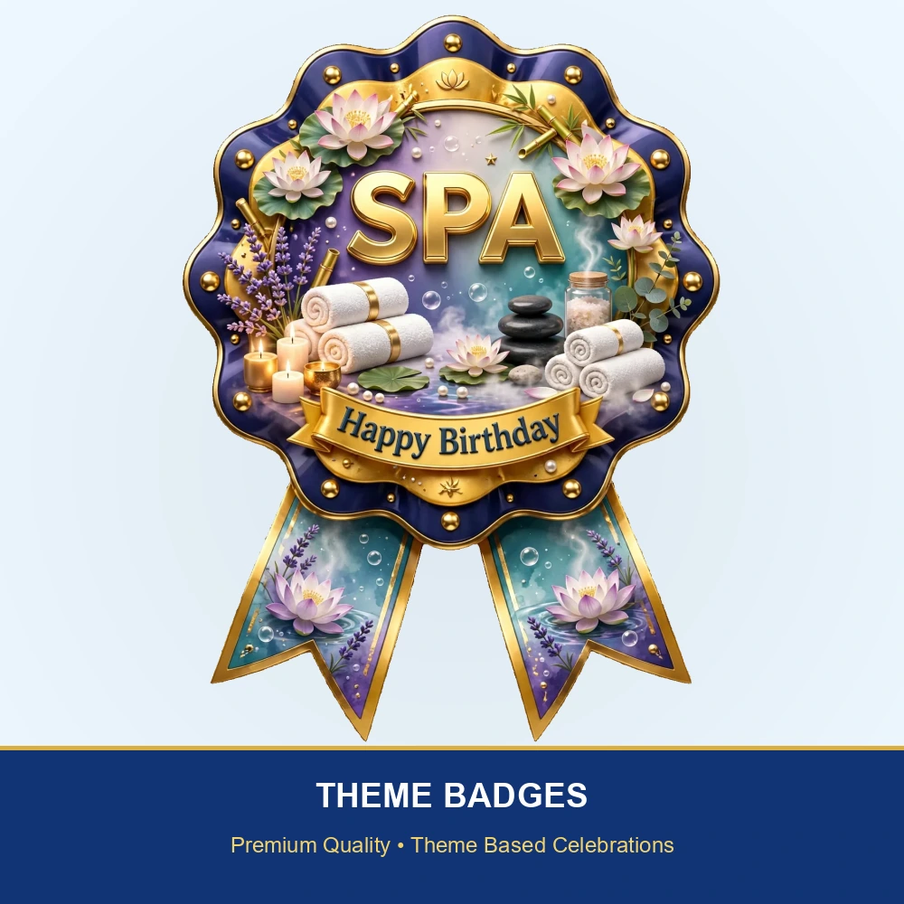 Spa Theme Theme Badges Birthday Party Supplies (PACK OF 16) - 300 GSM Premium Cardstock with Pin (3.7 x 3 Inch) - Premium Party Decor Supply by Party Decor Mall - View 2