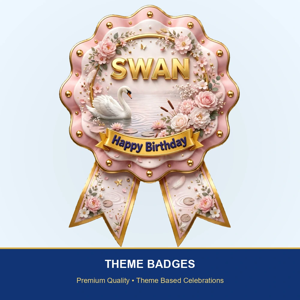 Swan Baby Shower Theme Theme Badges Birthday Party Supplies (PACK OF 16) - 300 GSM Premium Cardstock with Pin (3.7 x 3 Inch) - Premium Party Decor Supply by Party Decor Mall - View 2