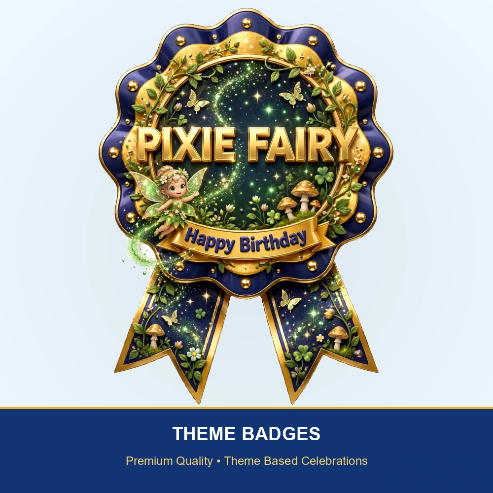 Tinker Bell Theme Theme Badges Birthday Party Supplies (PACK OF 16) - 300 GSM Premium Cardstock with Pin (3.7 x 3 Inch) - Premium Party Decor Supply by Party Decor Mall - View 2