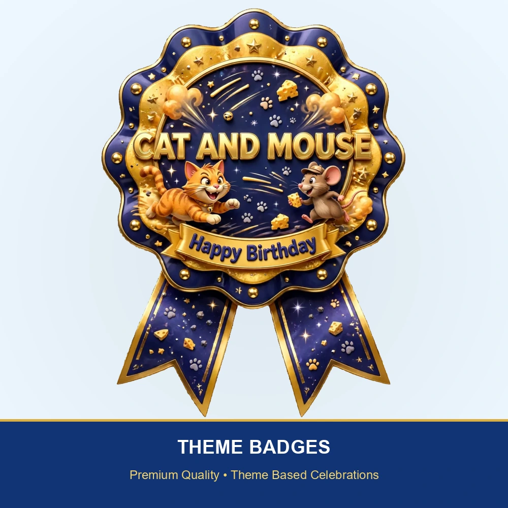 Tom & Jerry Theme Theme Badges Birthday Party Supplies (PACK OF 16) - 300 GSM Premium Cardstock with Pin (3.7 x 3 Inch) - Premium Party Decor Supply by Party Decor Mall - View 2