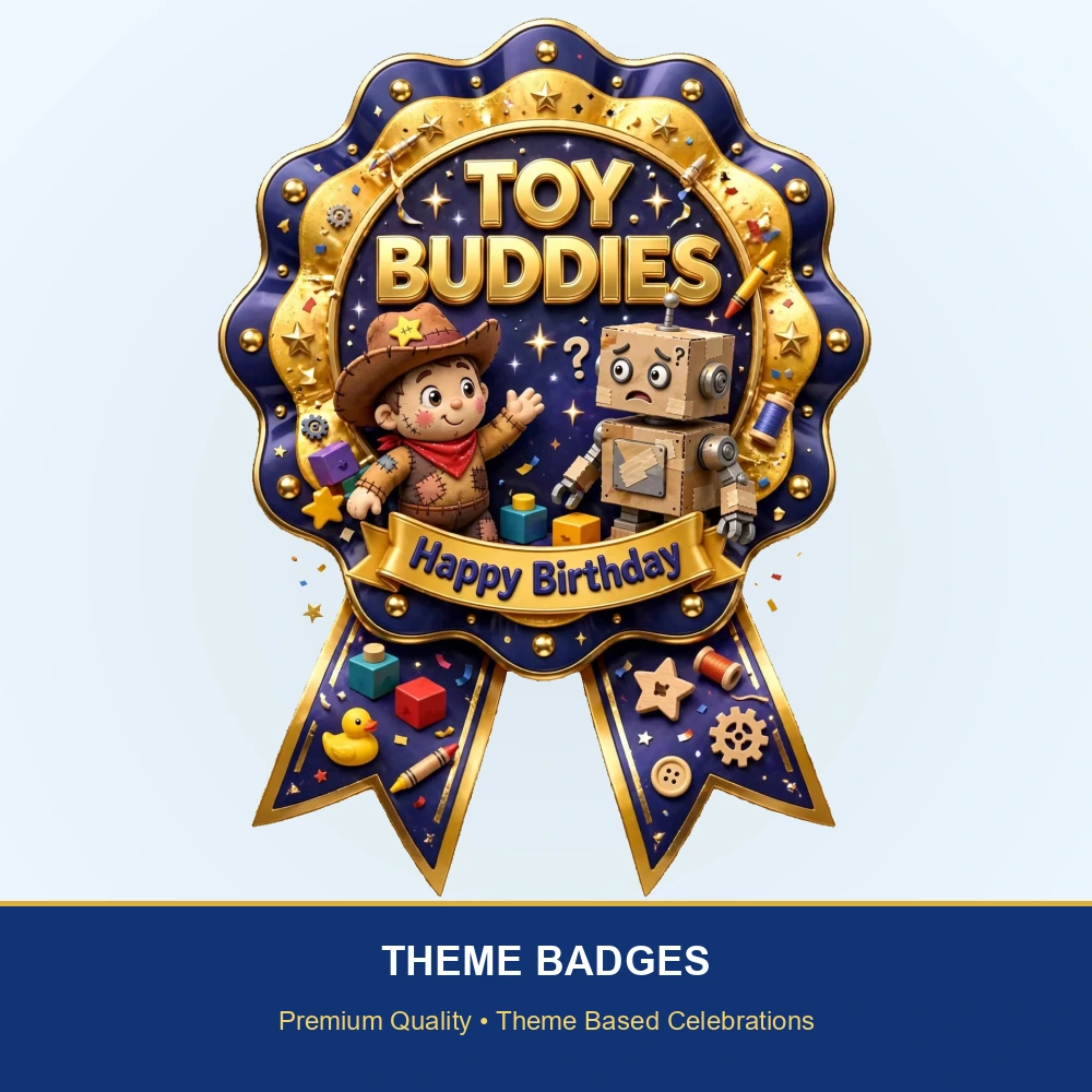 Toy Story Theme Theme Badges Birthday Party Supplies (PACK OF 16) - 300 GSM Premium Cardstock with Pin (3.7 x 3 Inch) - Premium Party Decor Supply by Party Decor Mall - View 2