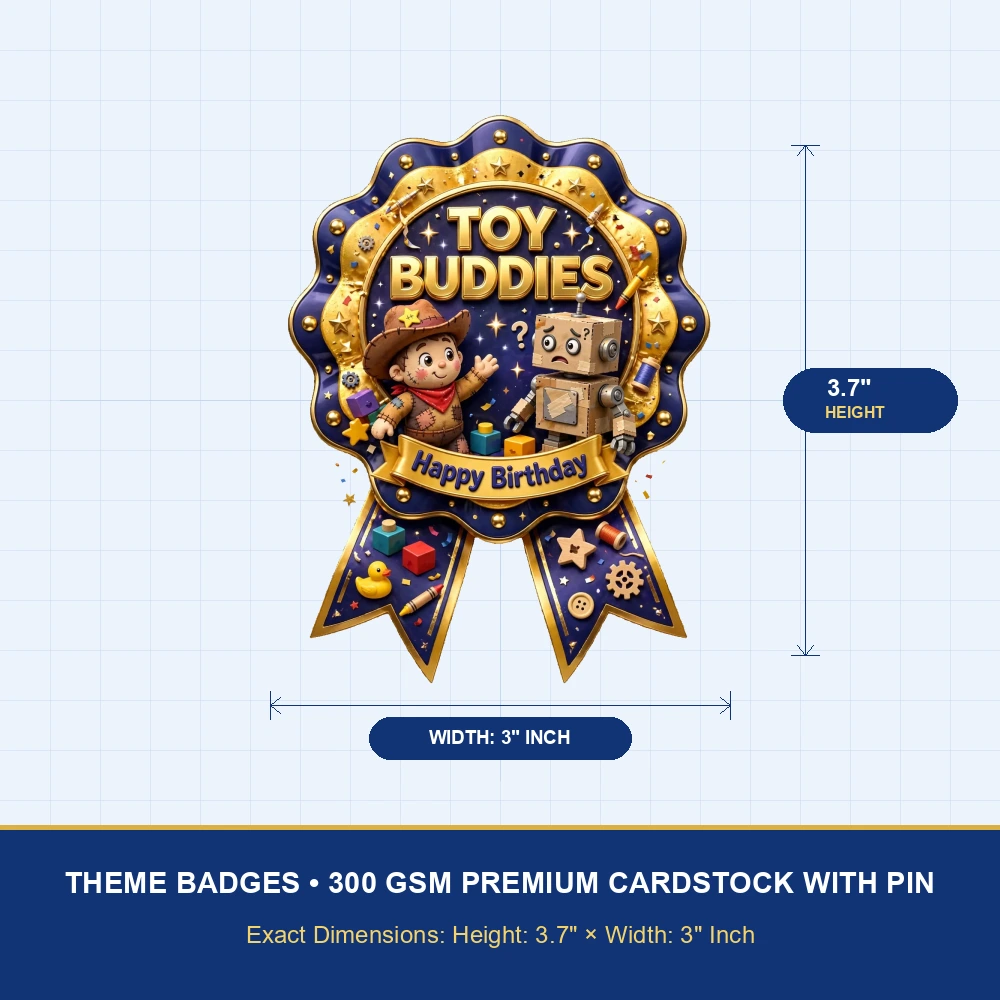 Toy Story Theme Theme Badges Birthday Party Supplies (PACK OF 16) - 300 GSM Premium Cardstock with Pin (3.7 x 3 Inch) - Premium Party Decor Supply by Party Decor Mall - View 4