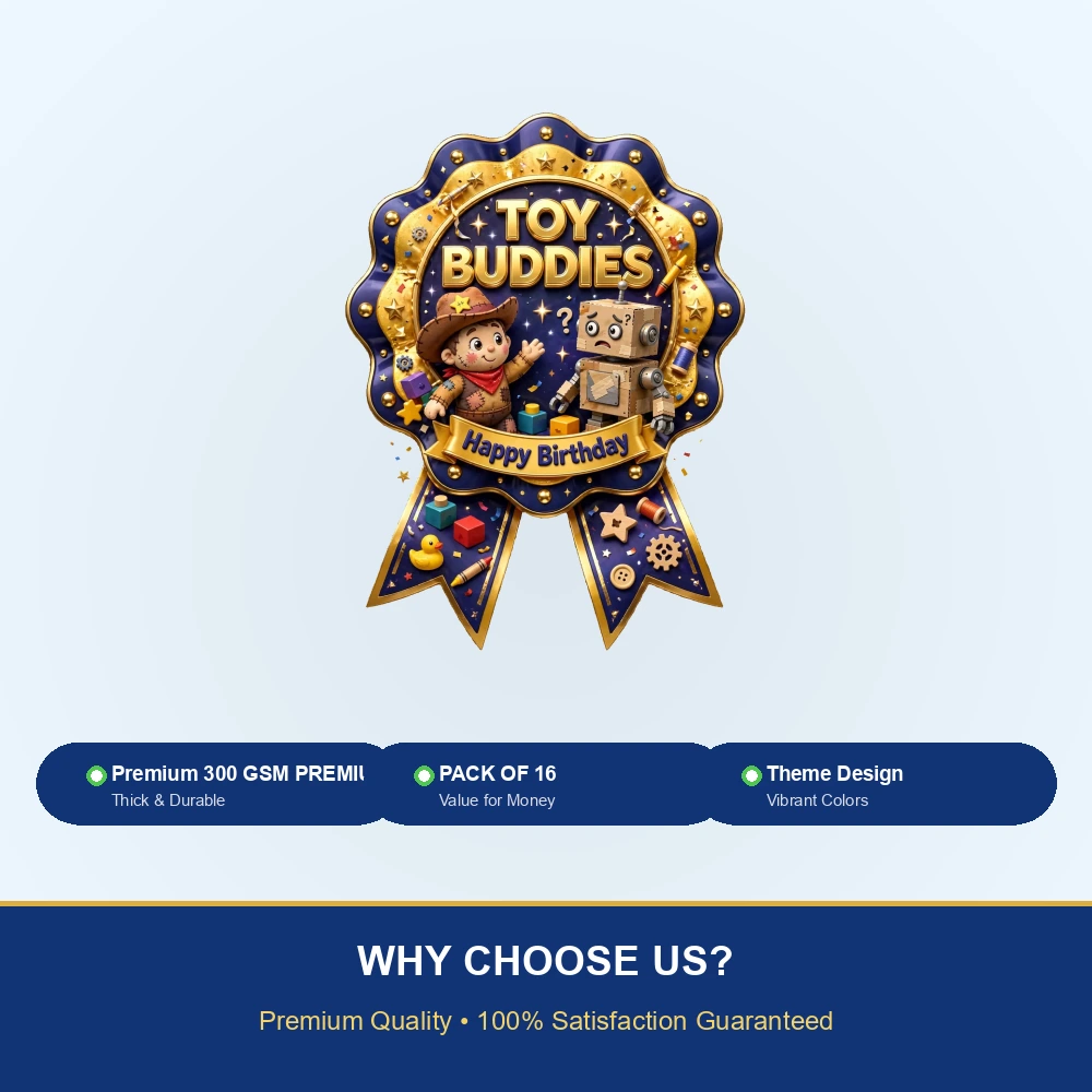 Toy Story Theme Theme Badges Birthday Party Supplies (PACK OF 16) - 300 GSM Premium Cardstock with Pin (3.7 x 3 Inch) - Premium Party Decor Supply by Party Decor Mall - View 7