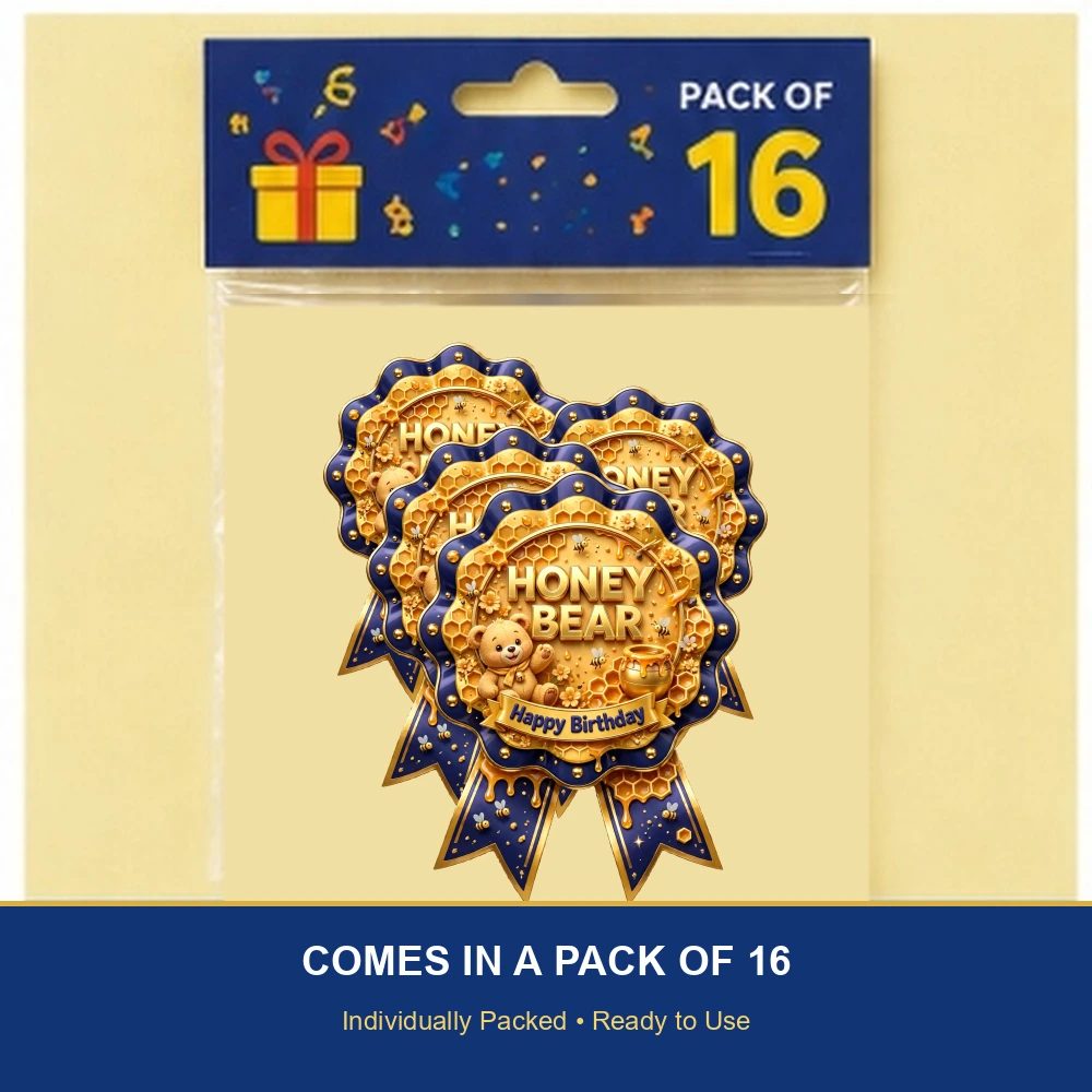 Winnie The Pooh Theme Theme Badges Birthday Party Supplies (PACK OF 16) - 300 GSM Premium Cardstock with Pin (3.7 x 3 Inch) - Premium Party Decor Supply by Party Decor Mall - View 6