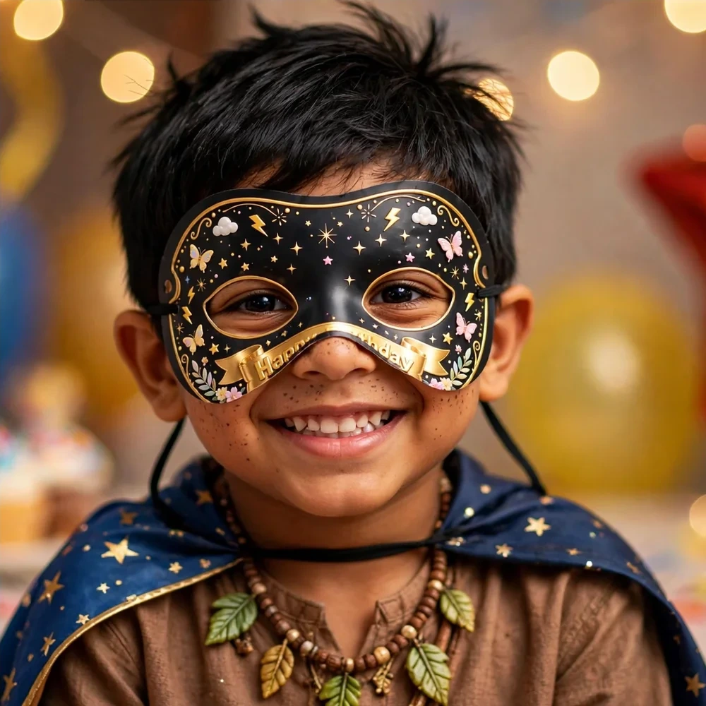 Wonder Boy Theme Party Mask Birthday Party Supplies (PACK OF 12) - 280 GSM Cardstock with Soft Stretchable Elastic Band (7 Inches wide) - Premium Party Decor Supply by Party Decor Mall - View 4