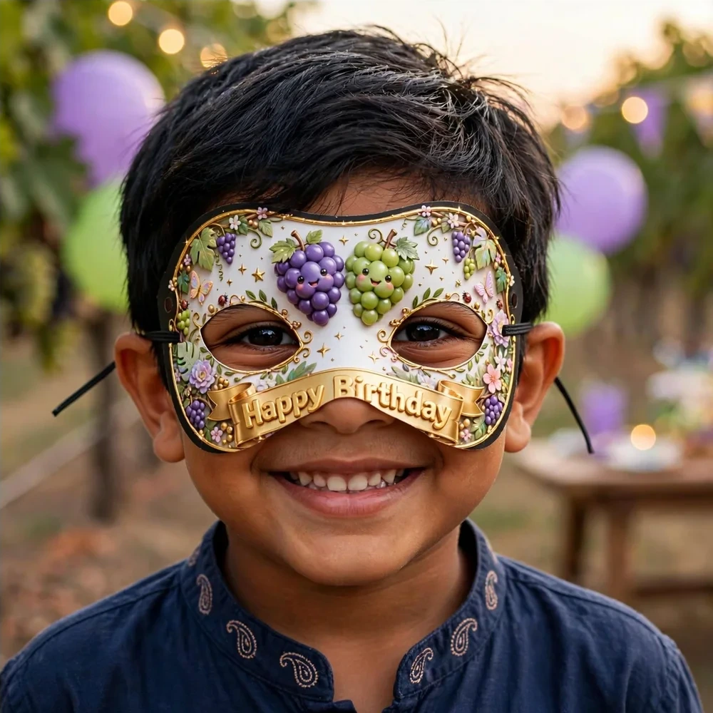 Wine Party Theme Party Mask Birthday Party Supplies (PACK OF 12) - 280 GSM Cardstock with Soft Stretchable Elastic Band (7 Inches wide) - Premium Party Decor Supply by Party Decor Mall - View 4