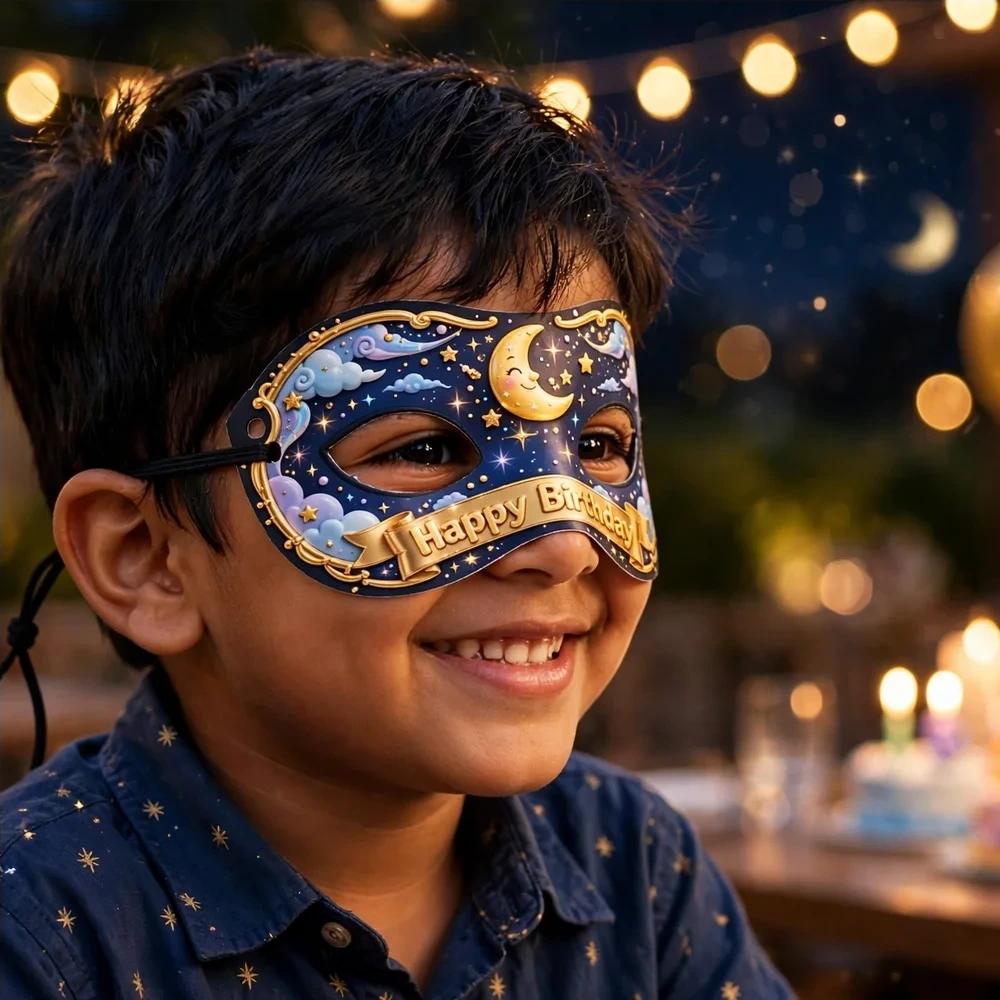 Stars Theme Party Mask Birthday Party Supplies (PACK OF 12) - 280 GSM Cardstock with Soft Stretchable Elastic Band (7 Inches wide) - Premium Party Decor Supply by Party Decor Mall - View 4