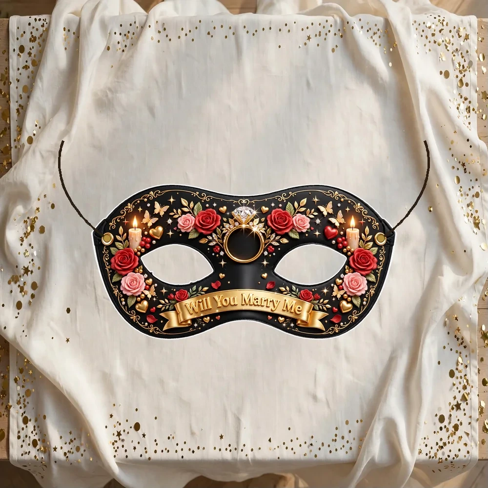 Will You Marry Me Theme Party Mask Birthday Party Supplies (PACK OF 12) - 280 GSM Cardstock with Soft Stretchable Elastic Band (7 Inches wide)