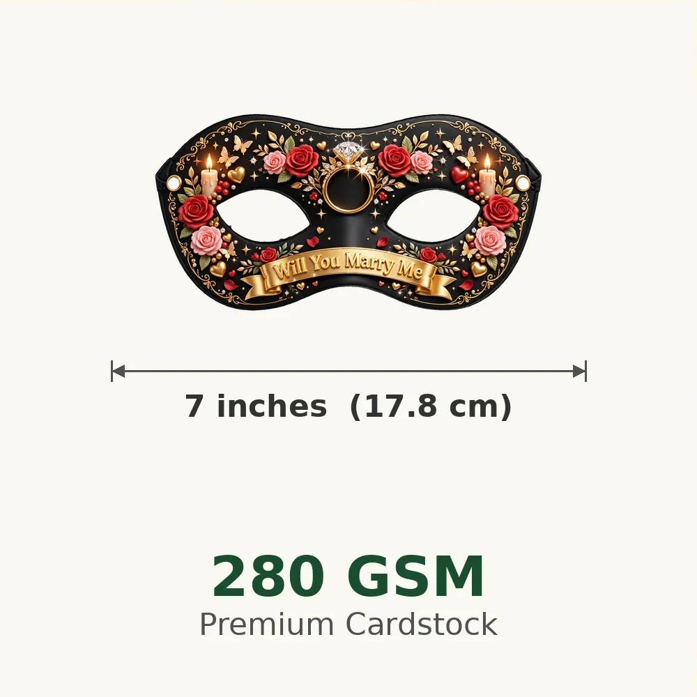 Will You Marry Me Theme Party Mask Birthday Party Supplies (PACK OF 12) - 280 GSM Cardstock with Soft Stretchable Elastic Band (7 Inches wide) - Premium Party Decor Supply by Party Decor Mall - View 3