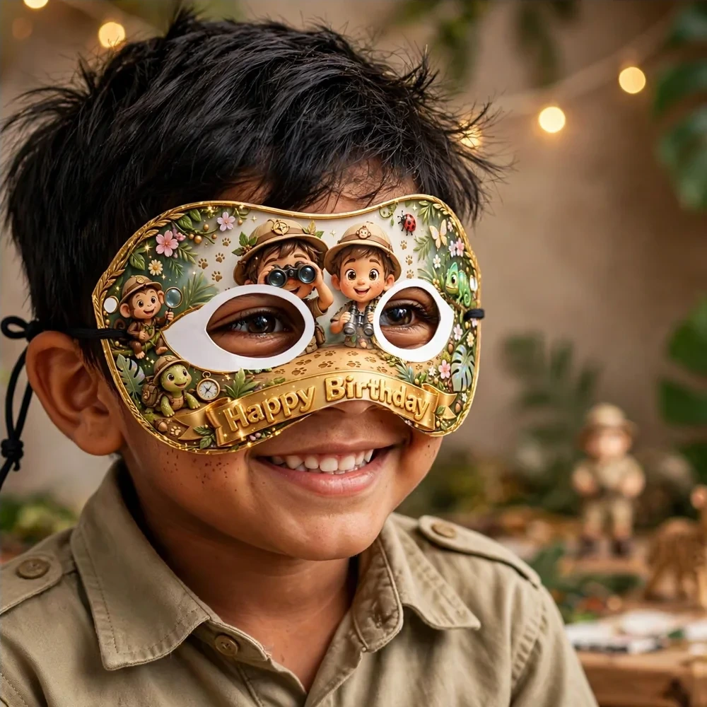 Wild Kratts Theme Party Mask Birthday Party Supplies (PACK OF 12) - 280 GSM Cardstock with Soft Stretchable Elastic Band (7 Inches wide) - Premium Party Decor Supply by Party Decor Mall - View 4