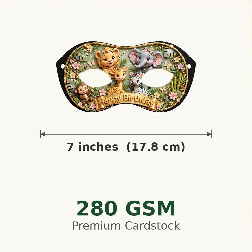 Wild Animals Theme Party Mask Birthday Party Supplies (PACK OF 12) - 280 GSM Cardstock with Soft Stretchable Elastic Band (7 Inches wide) - Premium Party Decor Supply by Party Decor Mall - View 3