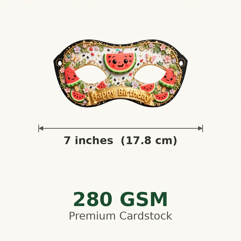 Watermelon Theme Party Mask Birthday Party Supplies (PACK OF 12) - 280 GSM Cardstock with Soft Stretchable Elastic Band (7 Inches wide) - Premium Party Decor Supply by Party Decor Mall - View 3