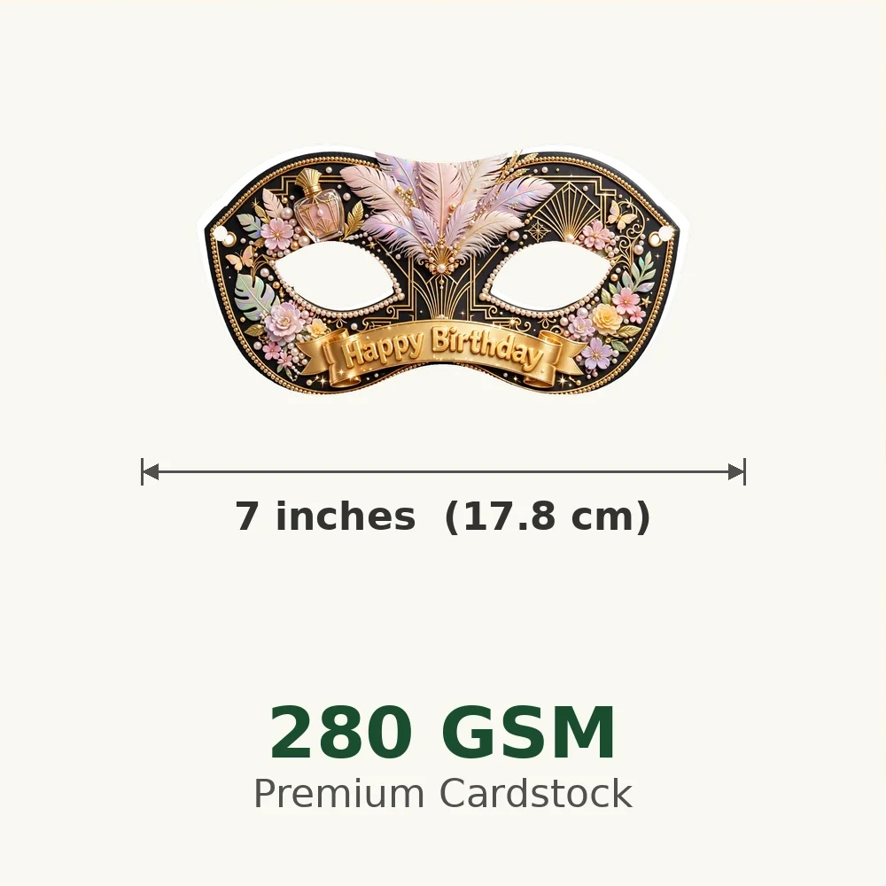 Vintage Glam Theme Party Mask Birthday Party Supplies (PACK OF 12) - 280 GSM Cardstock (7 Inches wide) - Premium Party Decor Supply by Party Decor Mall - View 3
