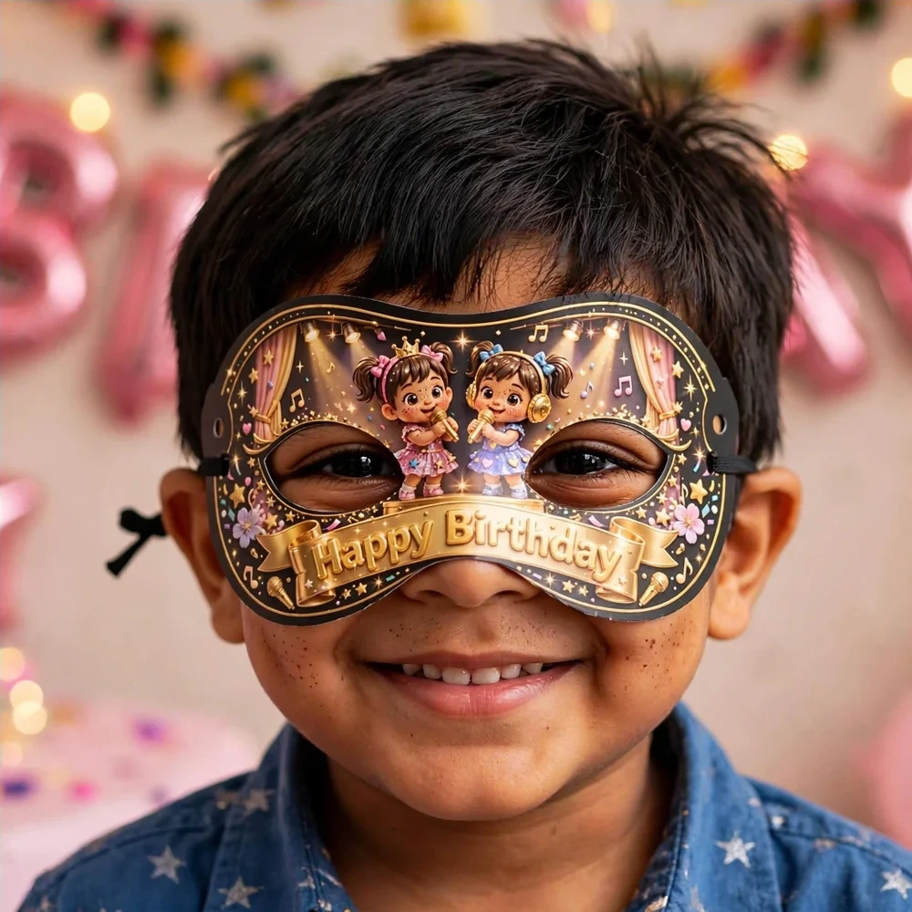 Victorious Theme Party Mask Birthday Party Supplies (PACK OF 12) - 280 GSM Cardstock with Soft Stretchable Elastic Band (7 Inches wide) - Premium Party Decor Supply by Party Decor Mall - View 4