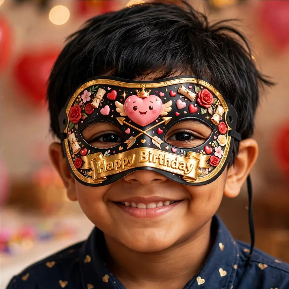 Valentine's Day Theme Party Mask Birthday Party Supplies (PACK OF 12) - 280 GSM Cardstock with Soft Stretchable Elastic Band (7 Inches wide) - Premium Party Decor Supply by Party Decor Mall - View 4