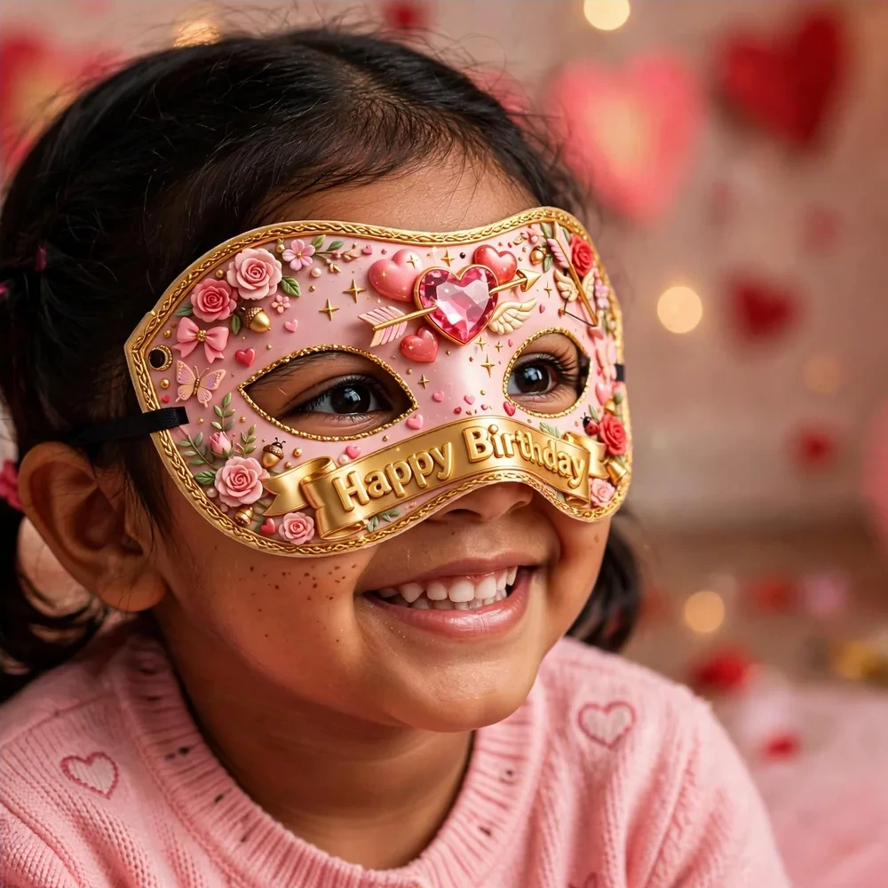 Valentine's Day Theme Party Mask Birthday Party Supplies (PACK OF 12) - 280 GSM Cardstock with Soft Stretchable Elastic Band (7 Inches wide) - Premium Party Decor Supply by Party Decor Mall - View 4