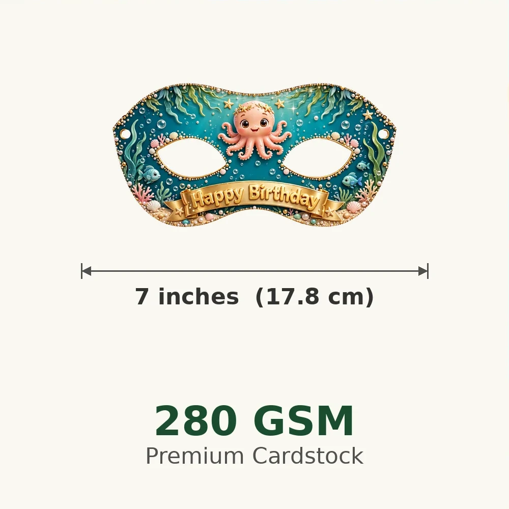 Underwater Theme Party Mask Birthday Party Supplies (PACK OF 12) - 280 GSM Cardstock with Soft Stretchable Elastic Band (7 Inches wide) - Premium Party Decor Supply by Party Decor Mall - View 3