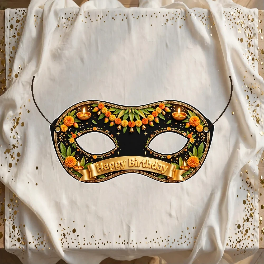 Ugadi Theme Party Mask Birthday Party Supplies (PACK OF 12) - 280 GSM Cardstock with Soft Stretchable Elastic Band (7 Inches wide)