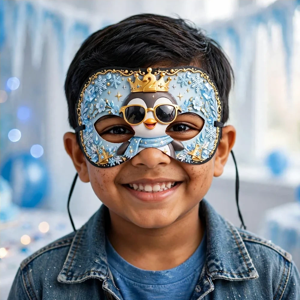 Two Cool Theme Party Mask Birthday Party Supplies (PACK OF 12) - 280 GSM Cardstock with Soft Stretchable Elastic Band (7 Inches wide) - Premium Party Decor Supply by Party Decor Mall - View 4