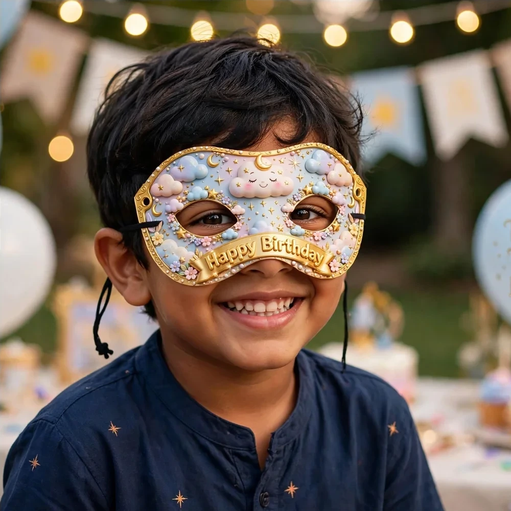 Twinkle Twinkle Little Star Theme Party Mask Birthday Party Supplies (PACK OF 12) - 280 GSM Cardstock with Soft Stretchable Elastic Band (7 Inches wide) - Premium Party Decor Supply by Party Decor Mall - View 4