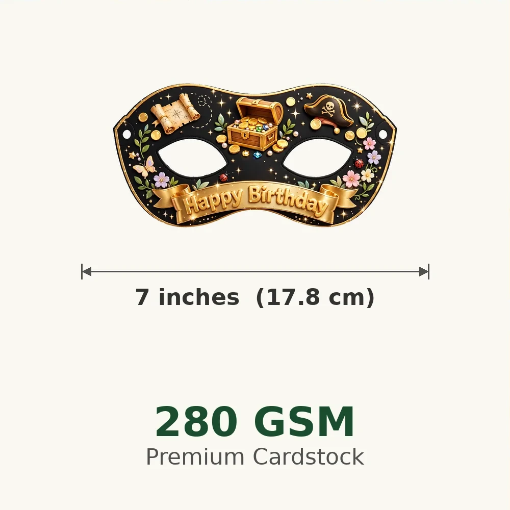 Treasure Hunt Theme Party Mask Birthday Party Supplies (PACK OF 12) - 280 GSM Cardstock with Soft Stretchable Elastic Band (7 Inches wide) - Premium Party Decor Supply by Party Decor Mall - View 3