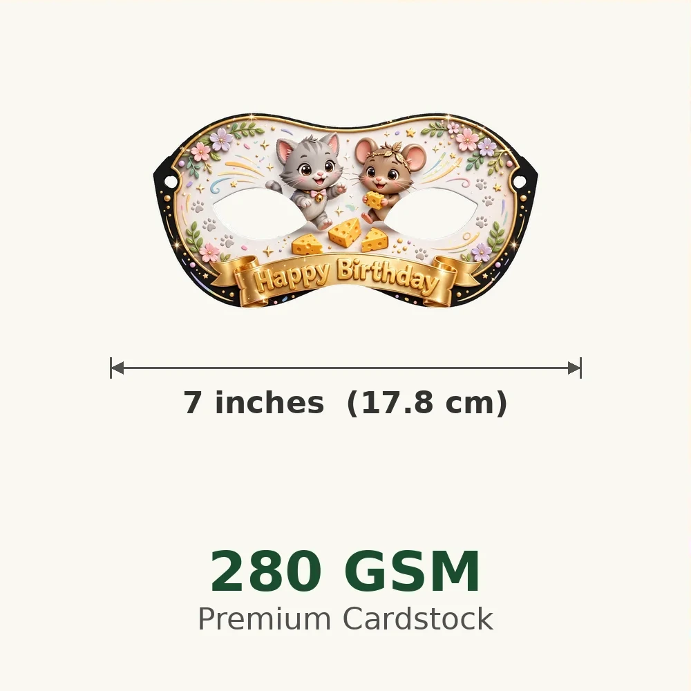 Tom & Jerry Theme Party Mask Birthday Party Supplies (PACK OF 12) - 280 GSM Cardstock with Soft Stretchable Elastic Band (7 Inches wide) - Premium Party Decor Supply by Party Decor Mall - View 3