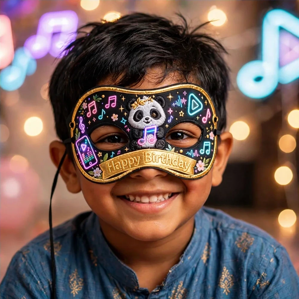 Tiktok Theme Party Mask Birthday Party Supplies (PACK OF 12) - 280 GSM Cardstock with Soft Stretchable Elastic Band (7 Inches wide) - Premium Party Decor Supply by Party Decor Mall - View 4