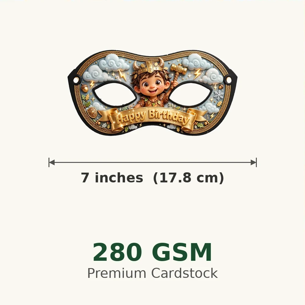 Thor Theme Party Mask Birthday Party Supplies (PACK OF 12) - 280 GSM Cardstock with Soft Stretchable Elastic Band (7 Inches wide) - Premium Party Decor Supply by Party Decor Mall - View 3
