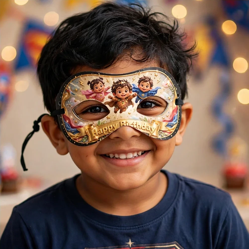 Thundermans Theme Party Mask Birthday Party Supplies (PACK OF 12) - 280 GSM Cardstock with Soft Stretchable Elastic Band (7 Inches wide) - Premium Party Decor Supply by Party Decor Mall - View 4