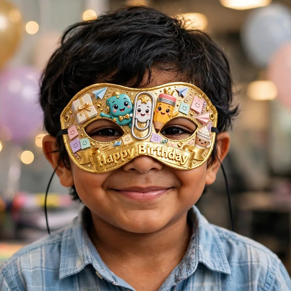 Office Theme Party Mask Birthday Party Supplies (PACK OF 12) - 280 GSM Cardstock with Soft Stretchable Elastic Band (7 Inches wide) - Premium Party Decor Supply by Party Decor Mall - View 4