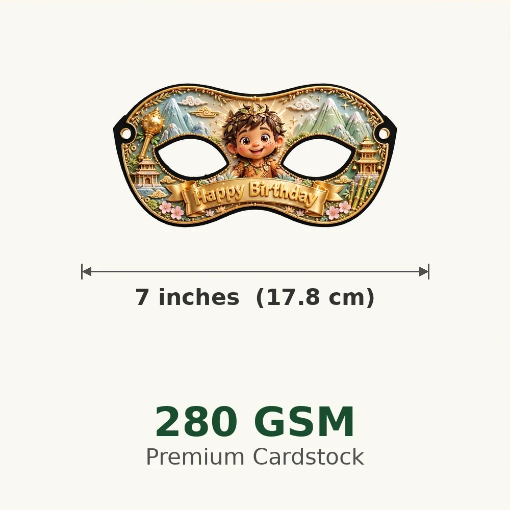 Hanuman Theme Party Mask Birthday Party Supplies (PACK OF 12) - 280 GSM Cardstock with Soft Stretchable Elastic Band (7 Inches wide) - Premium Party Decor Supply by Party Decor Mall - View 3
