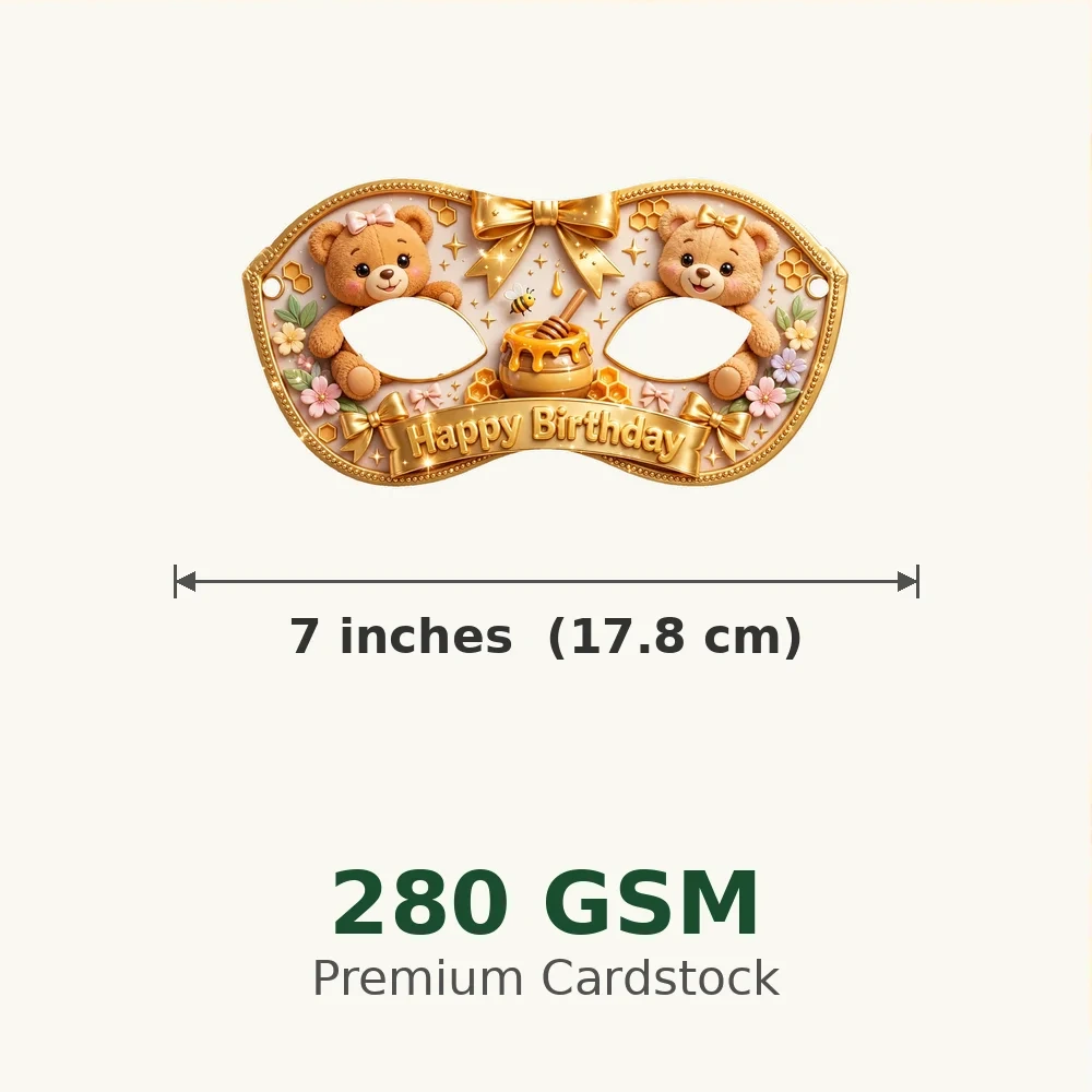 Teddy Bear Theme Party Mask Birthday Party Supplies (PACK OF 12) - 280 GSM Cardstock with Soft Stretchable Elastic Band (7 Inches wide) - Premium Party Decor Supply by Party Decor Mall - View 3