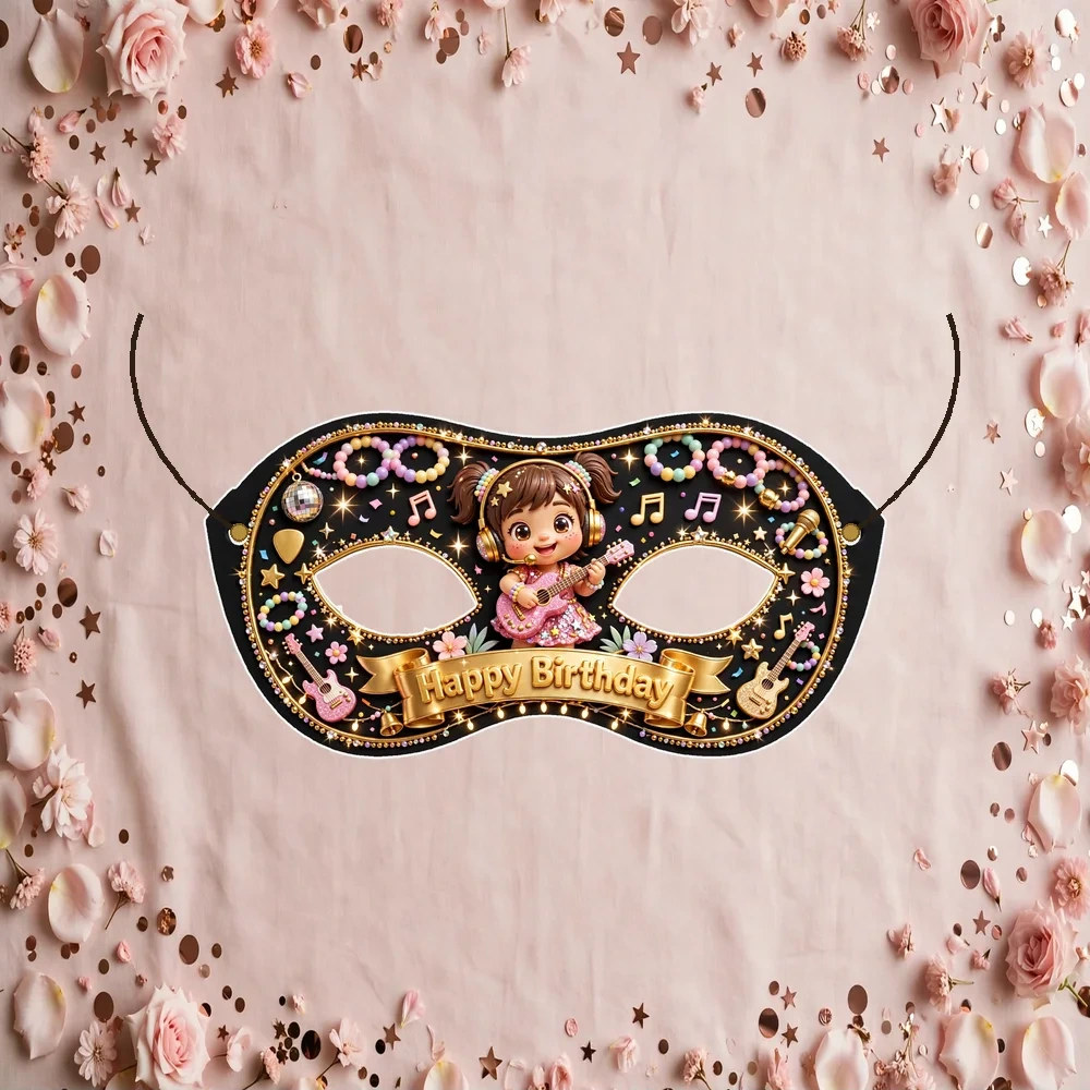 Taylor Swift Theme Party Mask Birthday Party Supplies (PACK OF 12) - 280 GSM Cardstock with Soft Stretchable Elastic Band (7 Inches wide) - Premium Party Decor Supply by Party Decor Mall - View 1