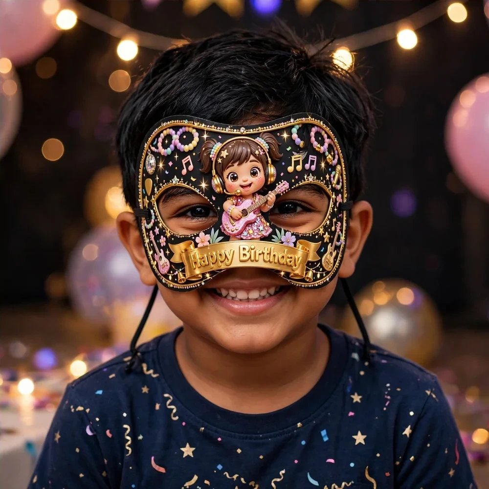 Taylor Swift Theme Party Mask Birthday Party Supplies (PACK OF 12) - 280 GSM Cardstock with Soft Stretchable Elastic Band (7 Inches wide) - Premium Party Decor Supply by Party Decor Mall - View 4