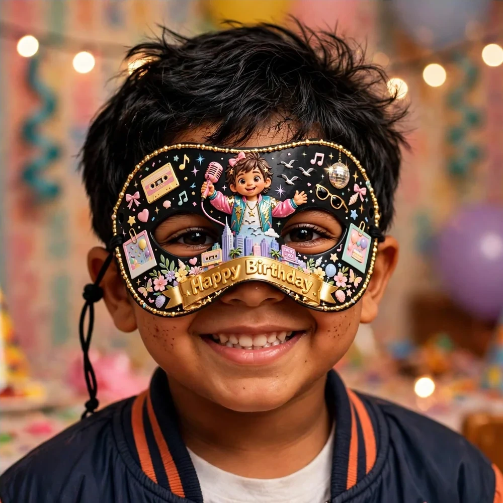 Taylor Swift Theme Party Mask Birthday Party Supplies (PACK OF 12) - 280 GSM Cardstock with Soft Stretchable Elastic Band (7 Inches wide) - Premium Party Decor Supply by Party Decor Mall - View 4