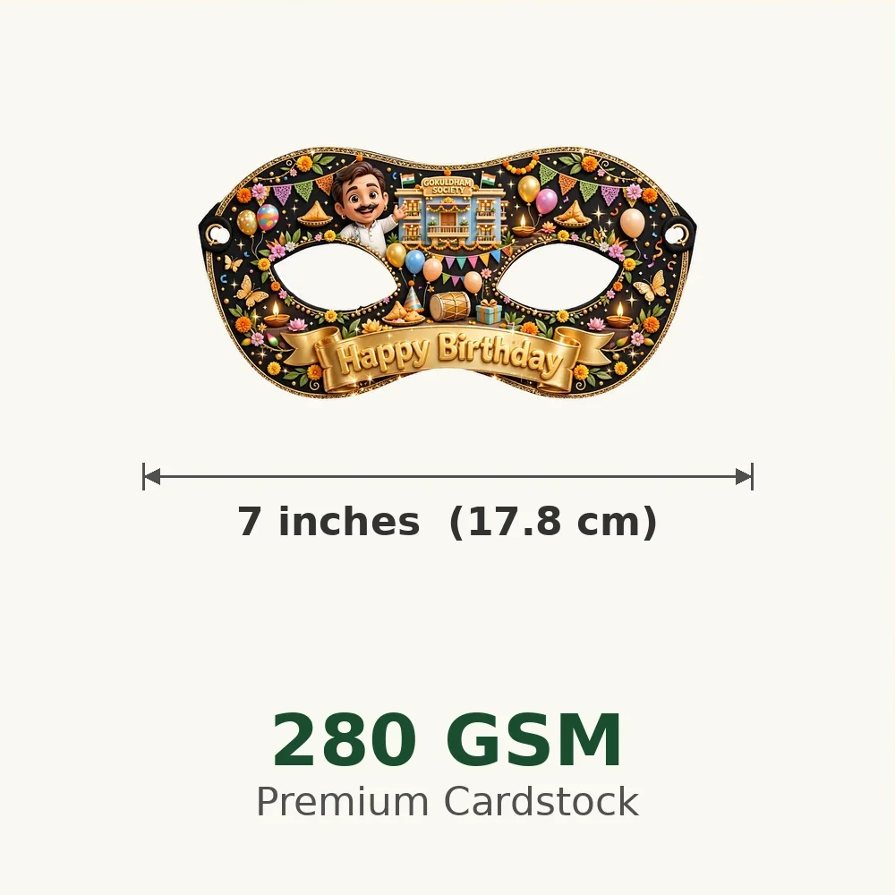 Taarak Mehta Ka Ooltah Chashmah Theme Party Mask Birthday Party Supplies (PACK OF 12) - 280 GSM Cardstock with Soft Stretchable Elastic Band (7 Inches wide) - Premium Party Decor Supply by Party Decor Mall - View 3