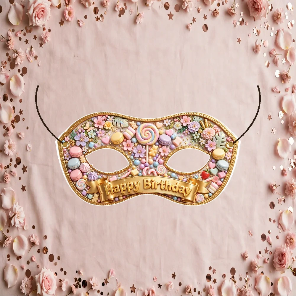 Sweet One Theme Party Mask Birthday Party Supplies (PACK OF 12) - 280 GSM Cardstock with Soft Stretchable Elastic Band (7 Inches wide)