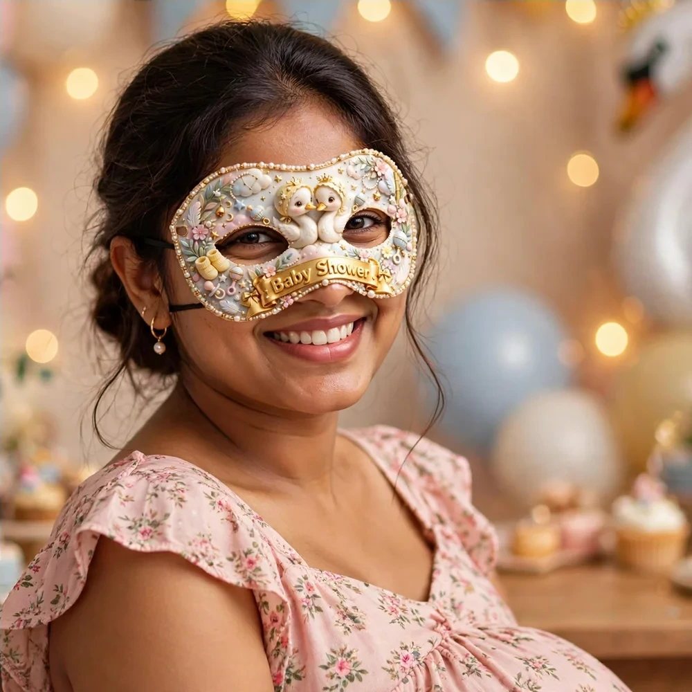 Baby Shower Theme Party Mask Birthday Party Supplies (PACK OF 12) - 280 GSM Cardstock with Soft Stretchable Elastic Band (7 Inches wide) - Premium Party Decor Supply by Party Decor Mall - View 4